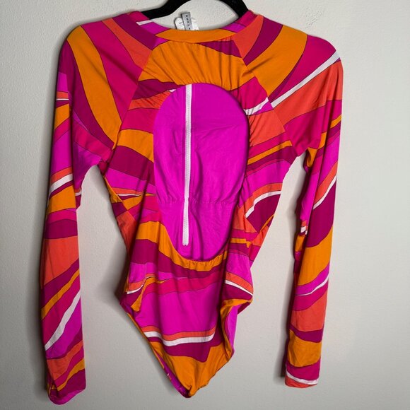 Trina Turk Women's Vivid Vista Long Sleeve One Piece‎ Swimsuit - Size M Medium - Picture 2 of 6